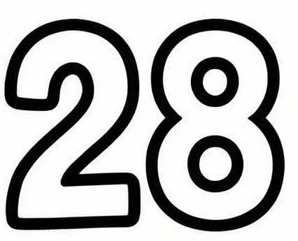 the number 28 is shown in black and white.webp